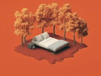 Surreal Orange Room with Bed