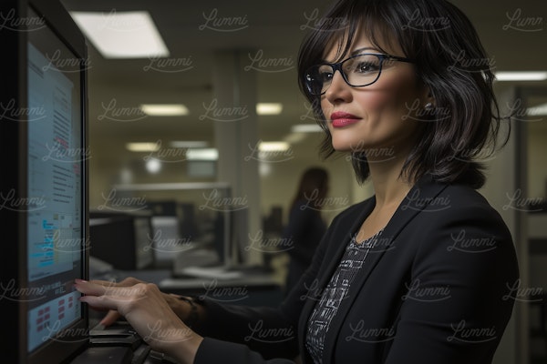 Focused Woman Working in Office