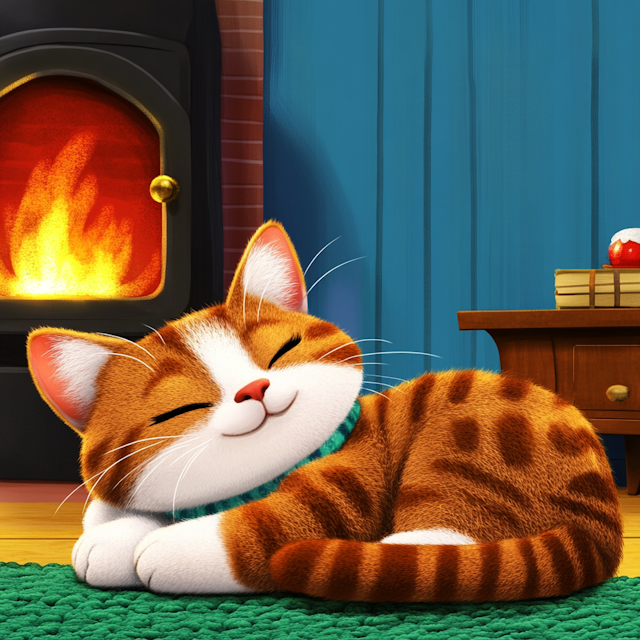 Serene Sleeping Cat Illustration