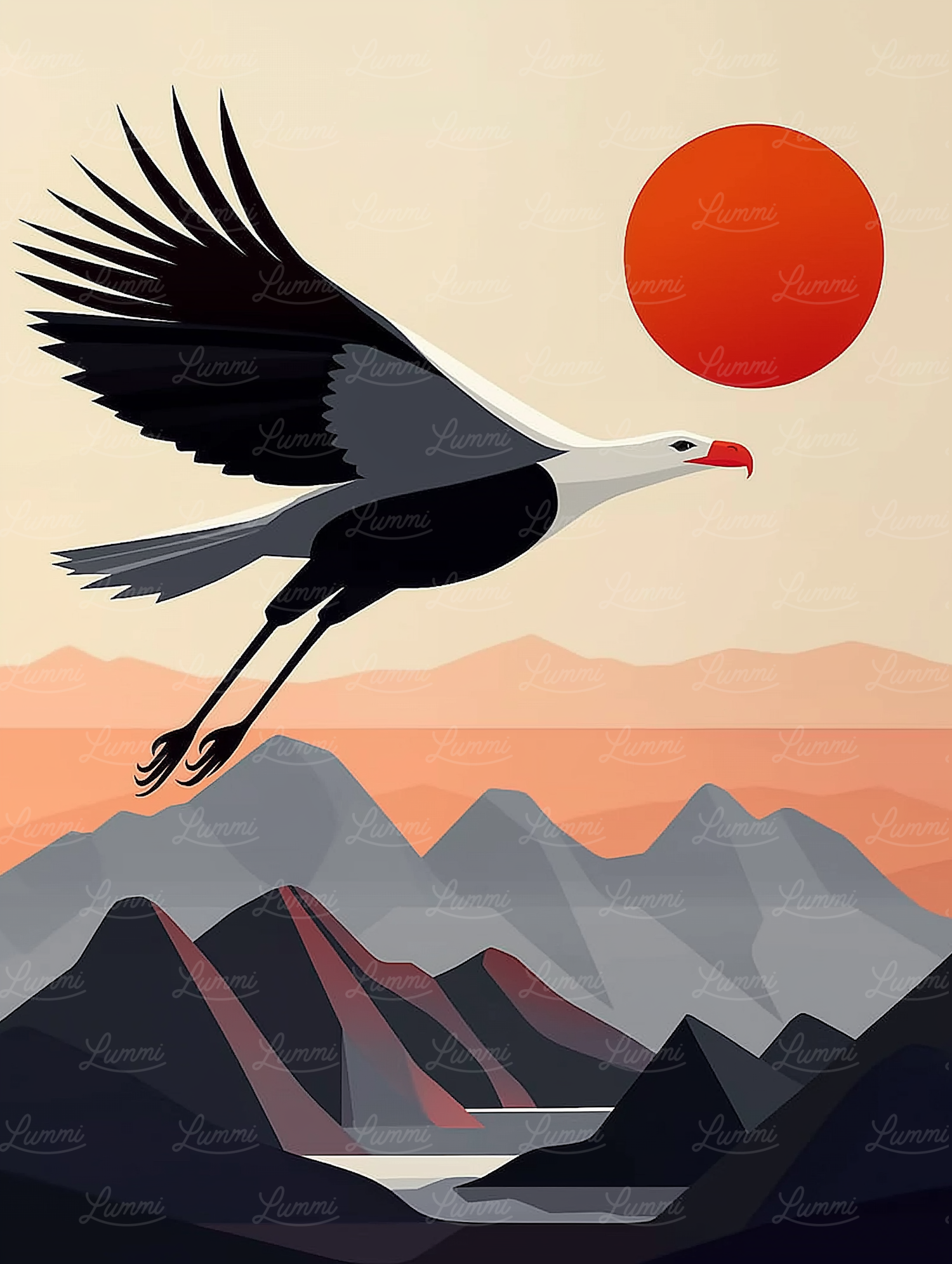 Majestic Bird in Flight Illustration