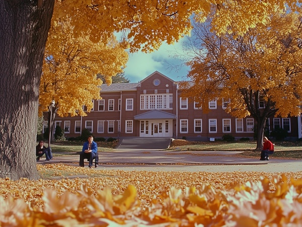 Serene Autumn Scene at University