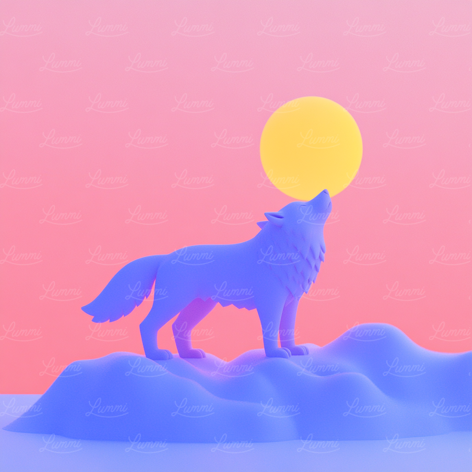 Stylized Wolf Howling at the Sundown