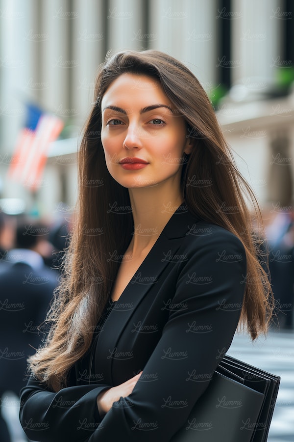 Professional Woman with American Flag