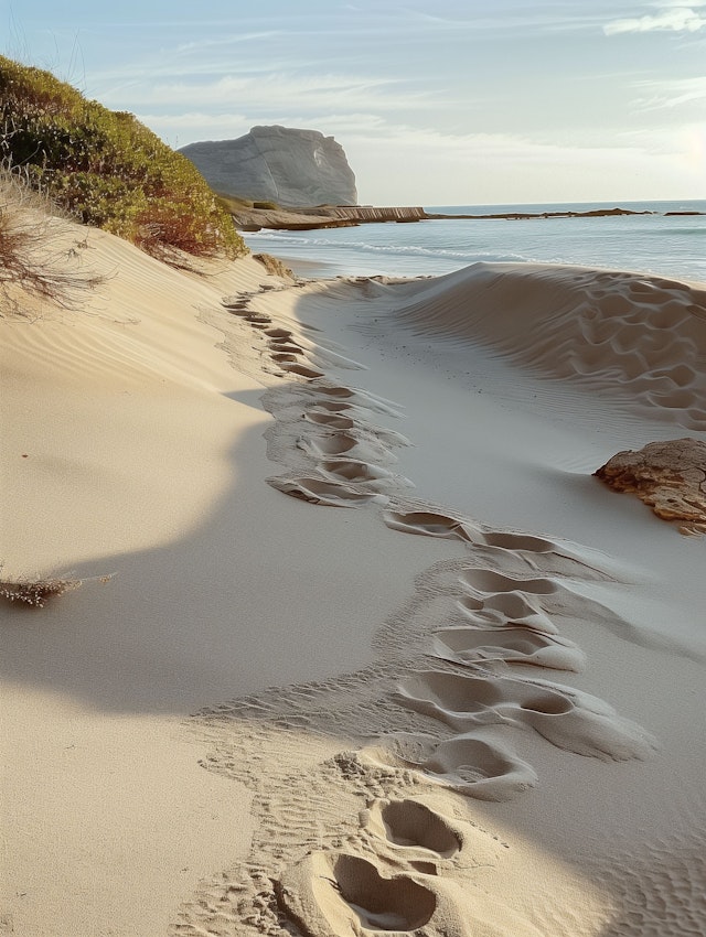 Solitary Journey by the Sea