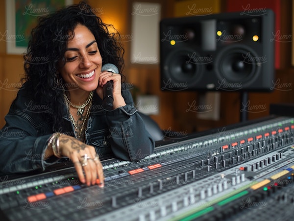 Woman in Recording Studio