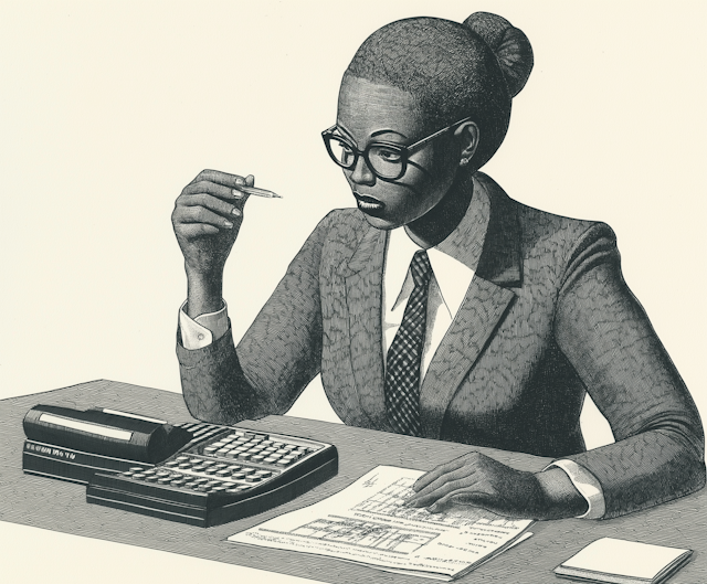 Professional Woman in Monochromatic Illustration