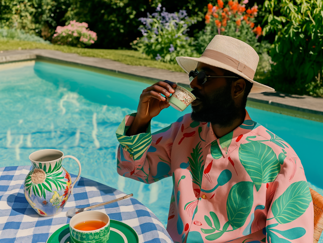 Man Enjoying Summer by the Pool