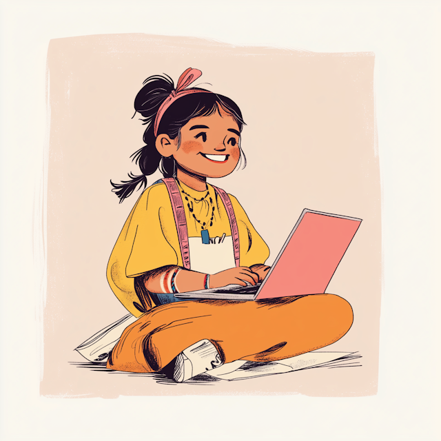 Young Girl Engaged with Laptop