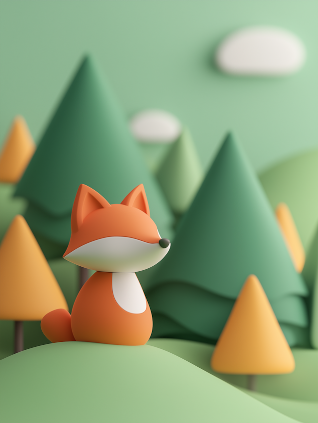 Tranquil Forest Fox Illustration