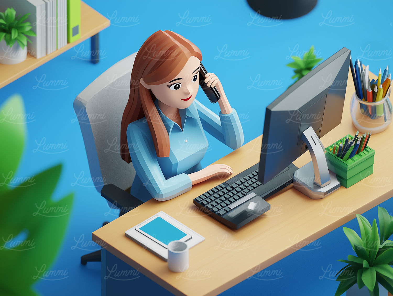 Professional Woman in 3D Office