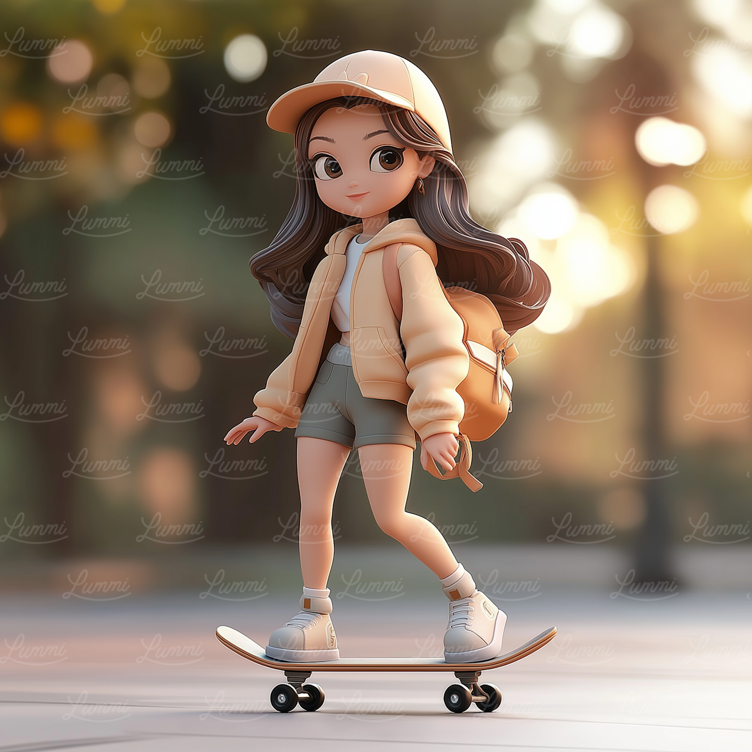 3D Animated Skateboarding Girl