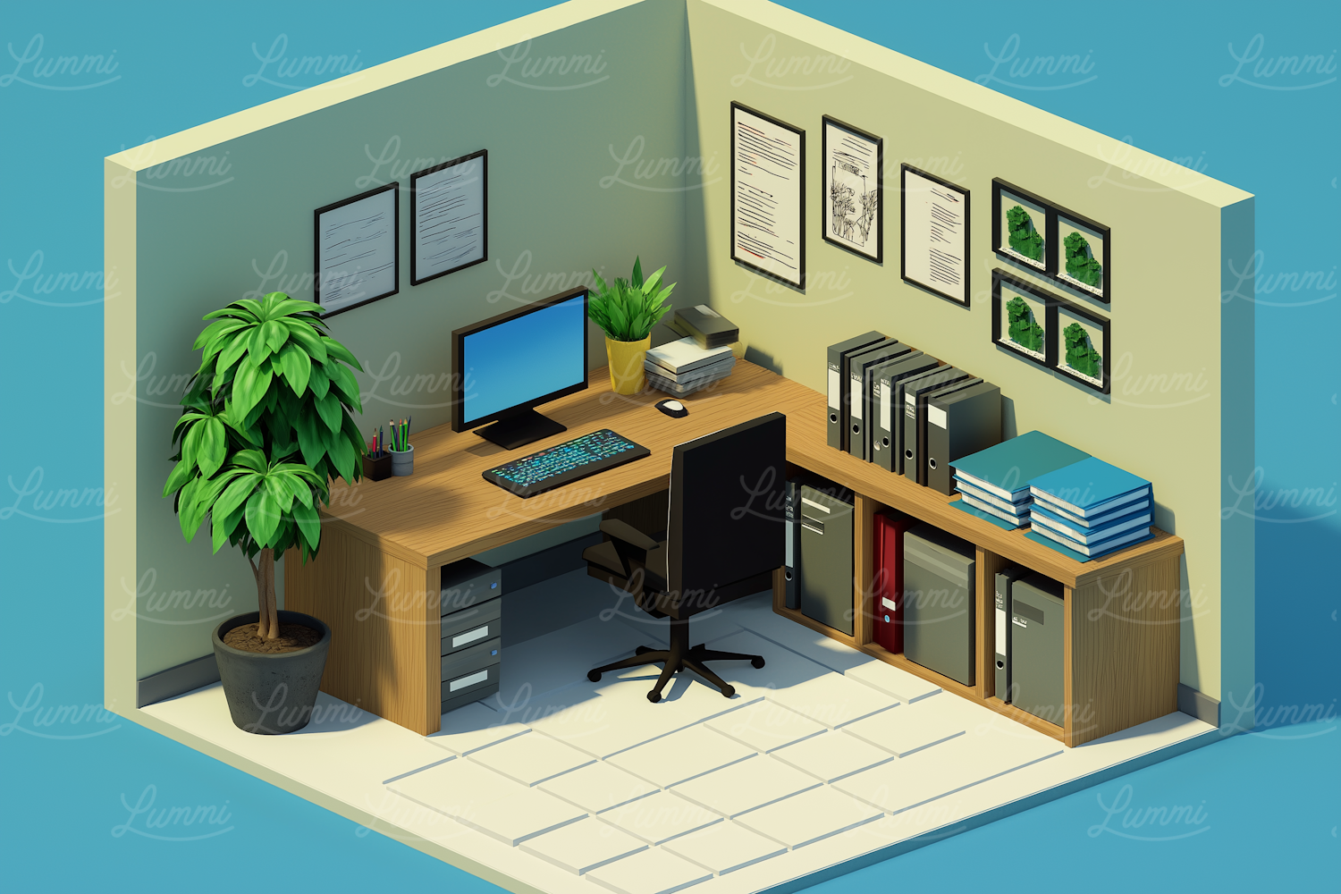 Tranquil 3D Modeled Office Space