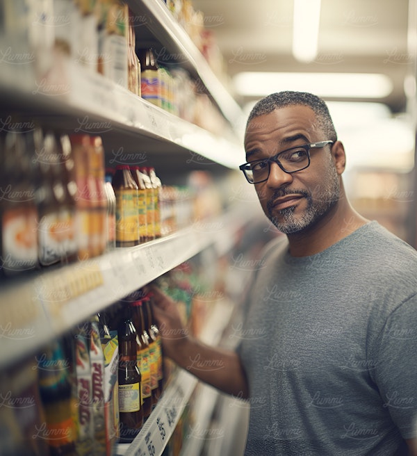 Man in Grocery Store Aisle