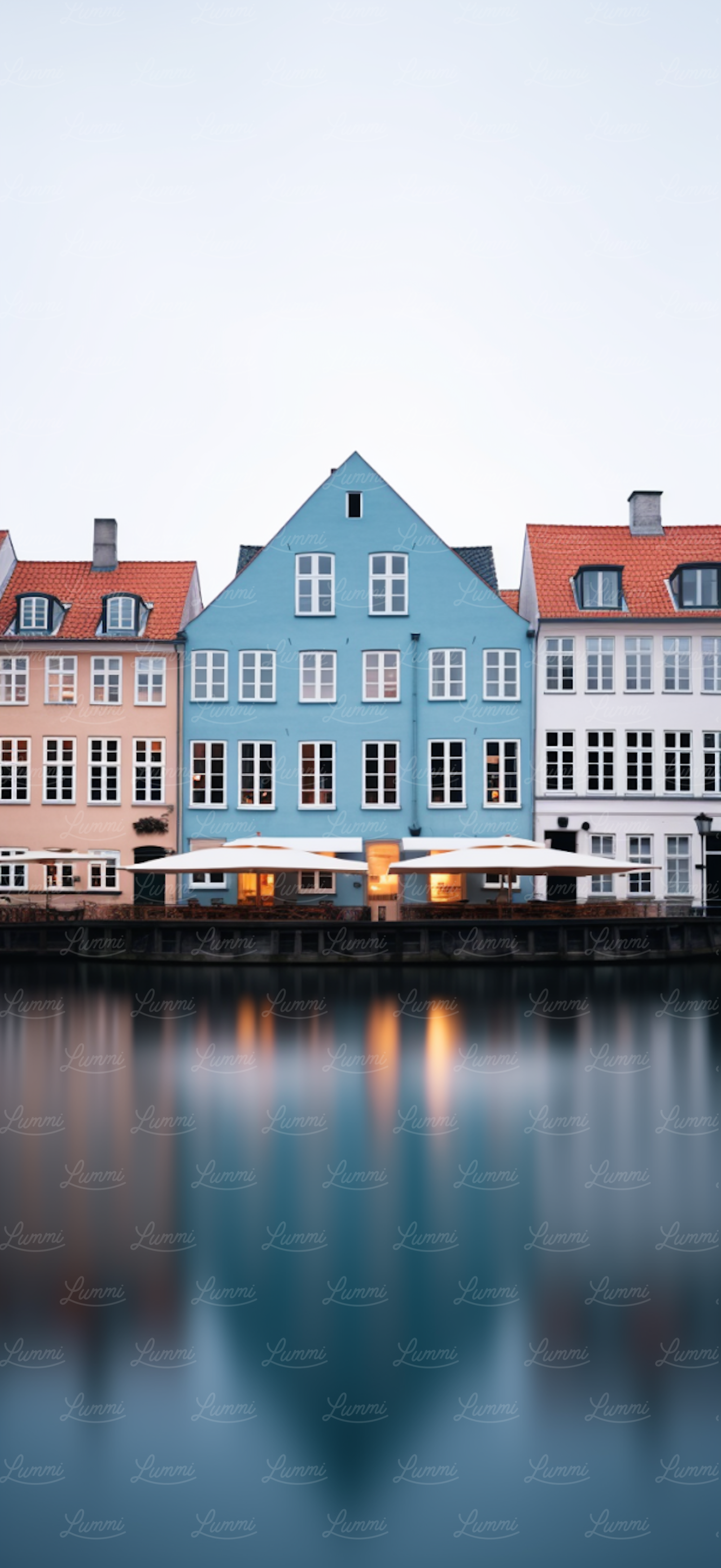 Twilight Serenity: European Canal Townhouses