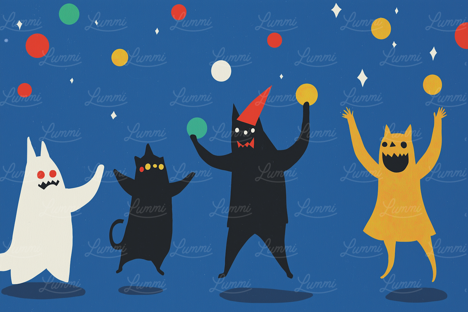 Playful Cartoon Cats