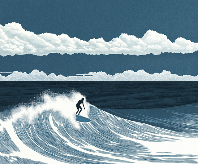 Monochrome Surfer Illustration