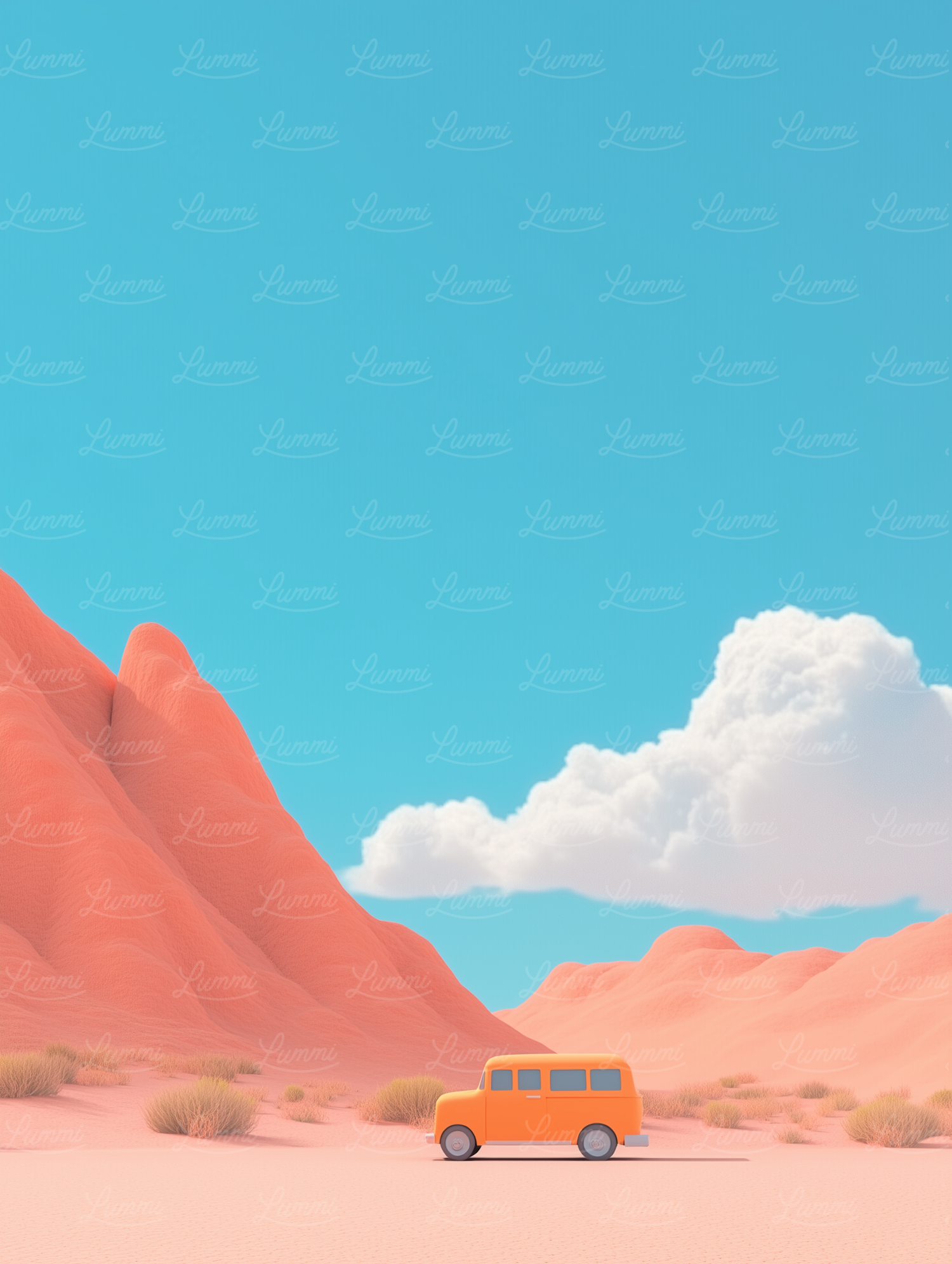 Serene Desert Landscape with Van