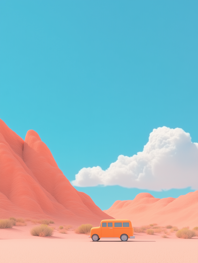 Serene Desert Landscape with Van