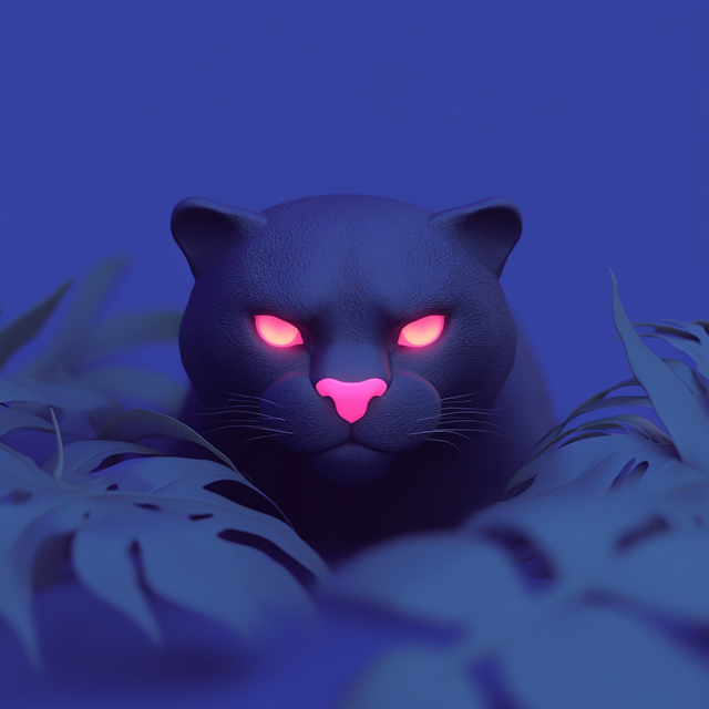 Majestic 3D Panther with Red Eyes