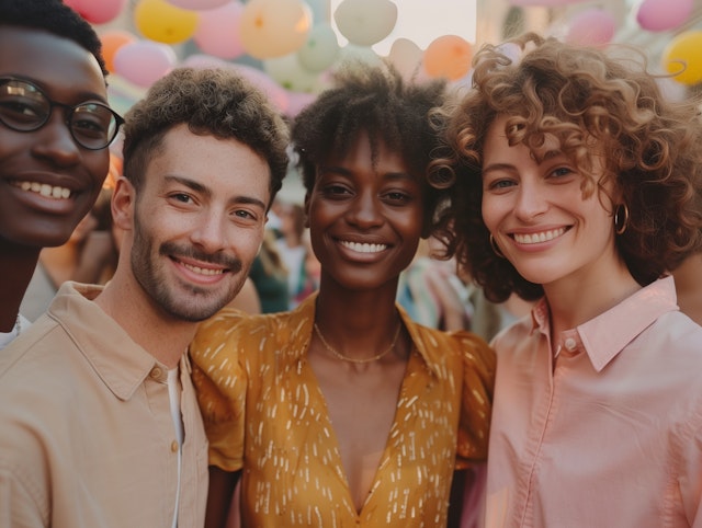 Cheerful Group at Outdoor Festival