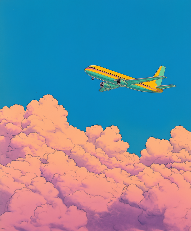 Airplane Above Colorful Clouds