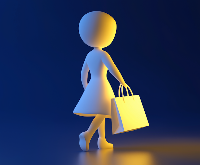 Abstract Human Figure with Shopping Bag