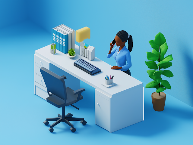 3D Model of Professional African Descent Woman in Office