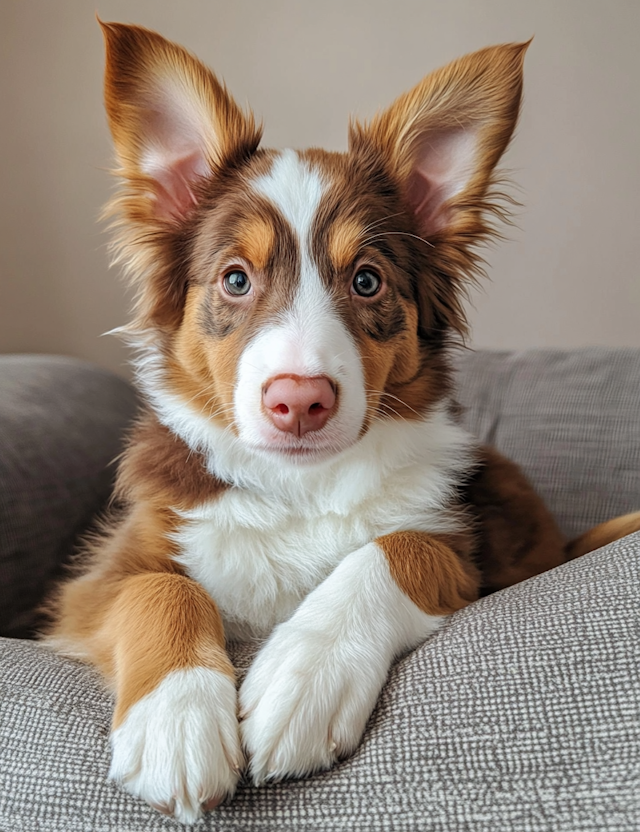 Alert Border Collie on Sofa