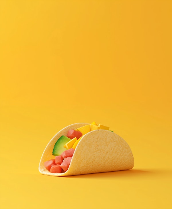 Fruit-filled Taco on Yellow