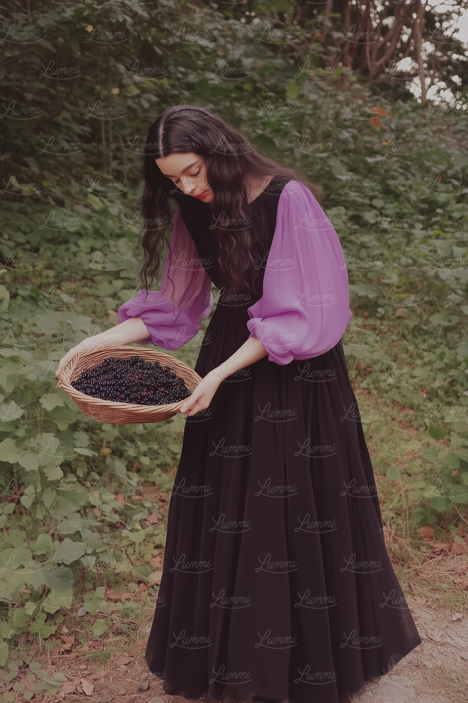 Woman in Nature with Basket