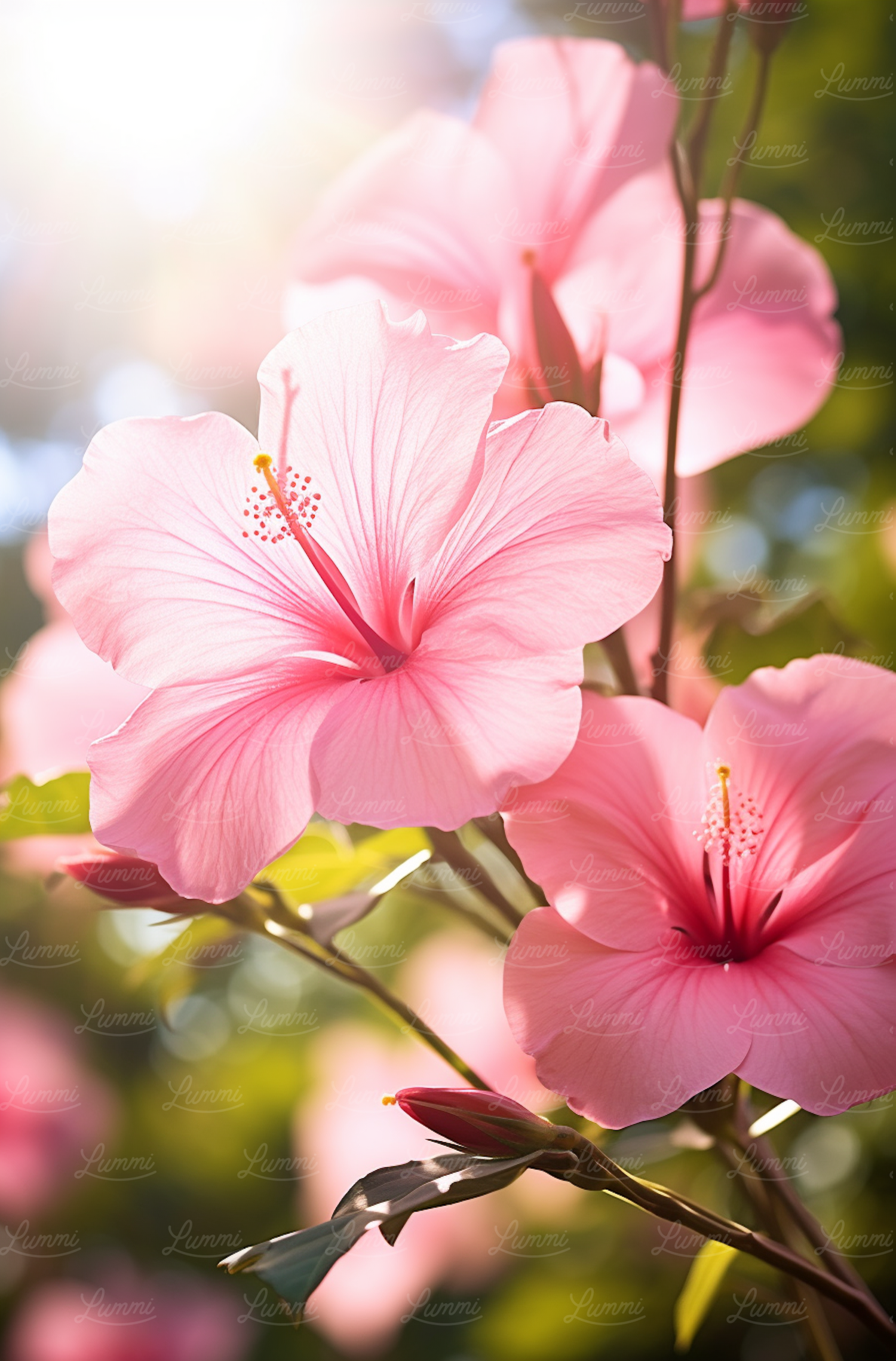 Sun-kissed Radiance of Pink Hibiscus