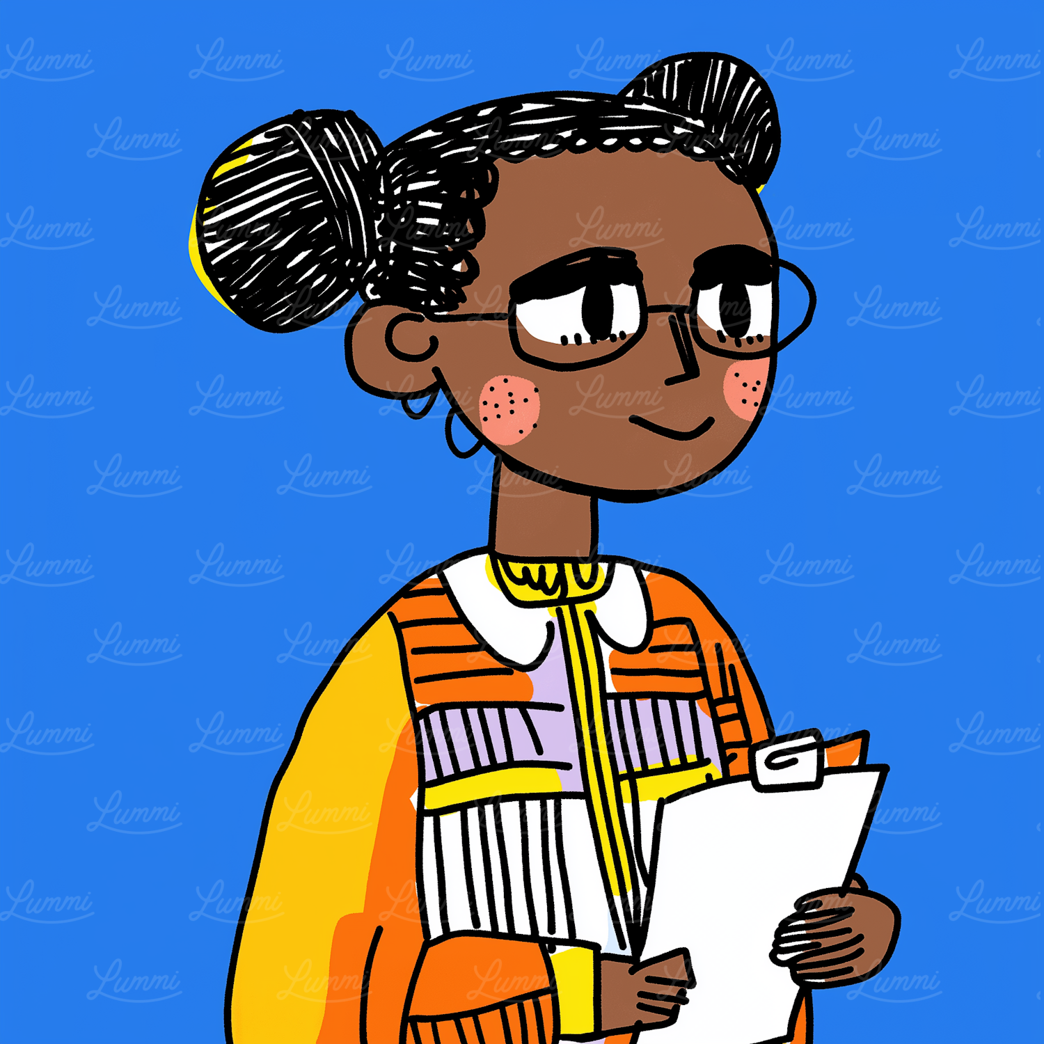 Studious Young Girl Illustration