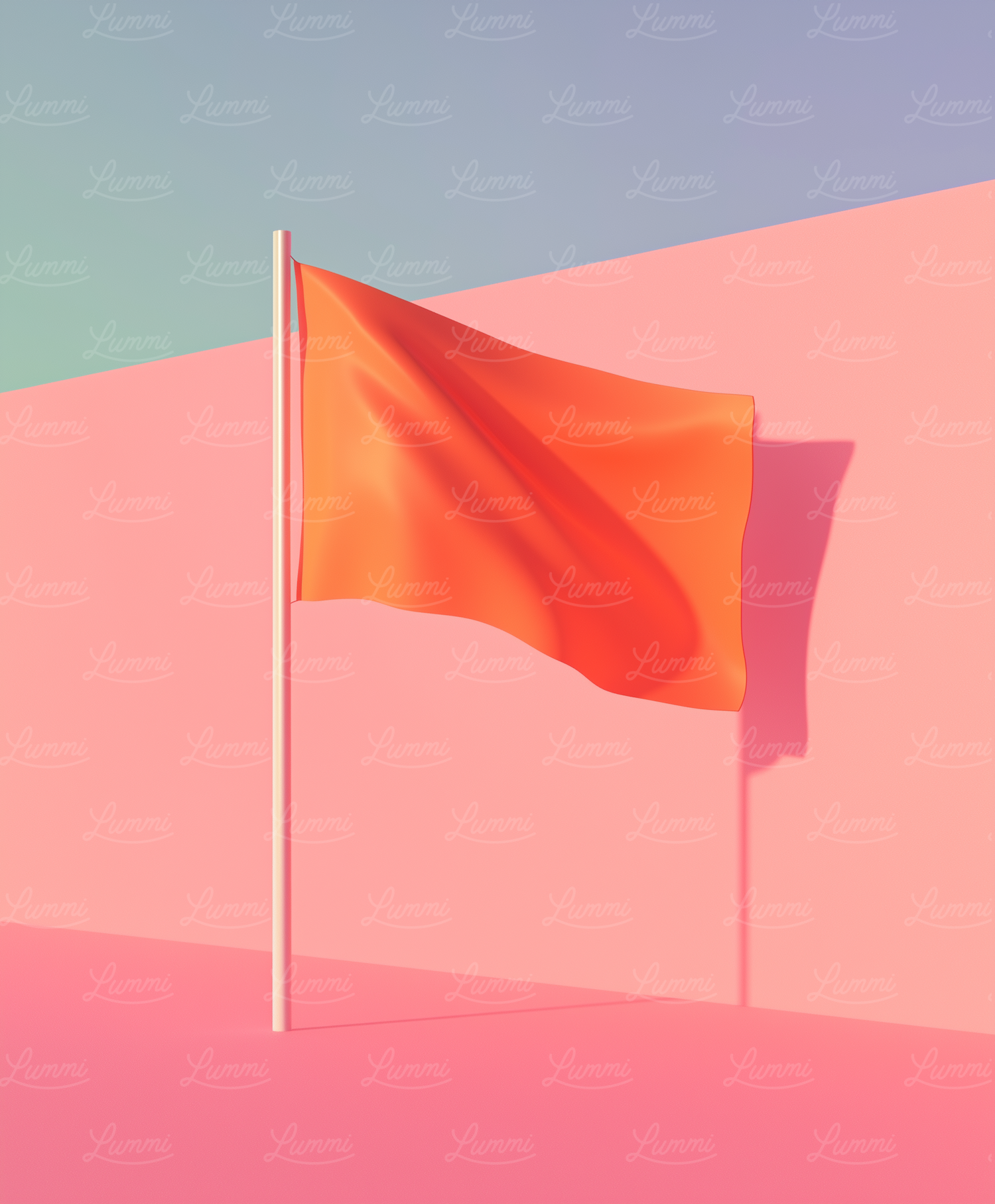 Vibrant Orange Flag Against Pink Background