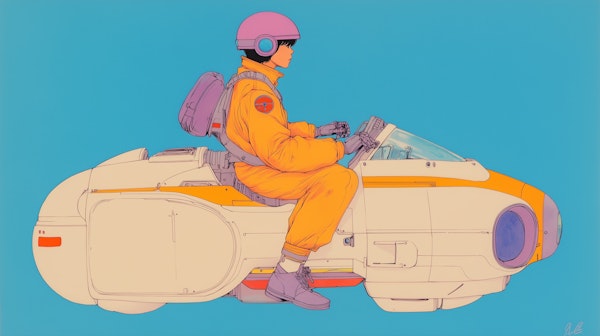 Futuristic Hoverbike Rider