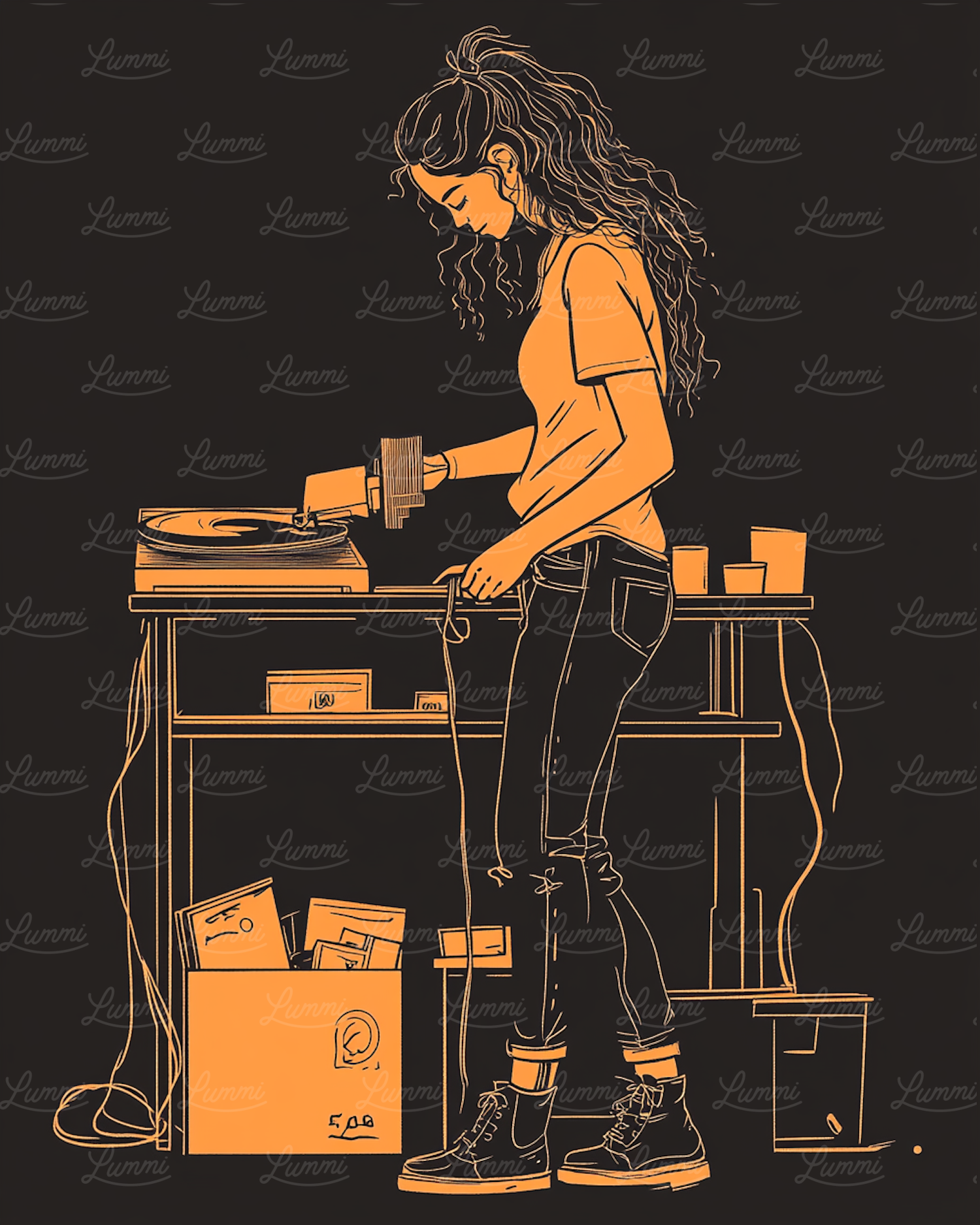 DJ in Action Illustration