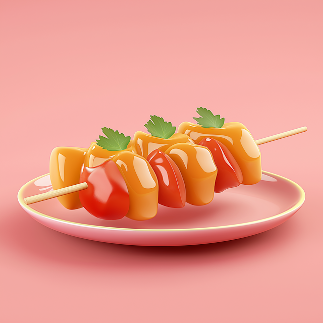 Stylized Skewer of Bell Peppers