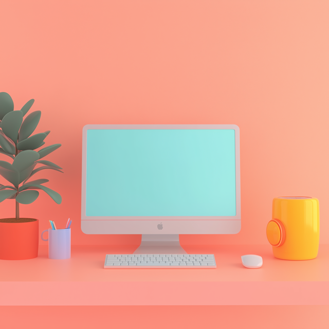 Vibrant Minimalist Workspace Setup