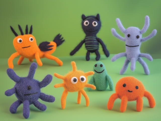 Colorful Felted Wool Creatures