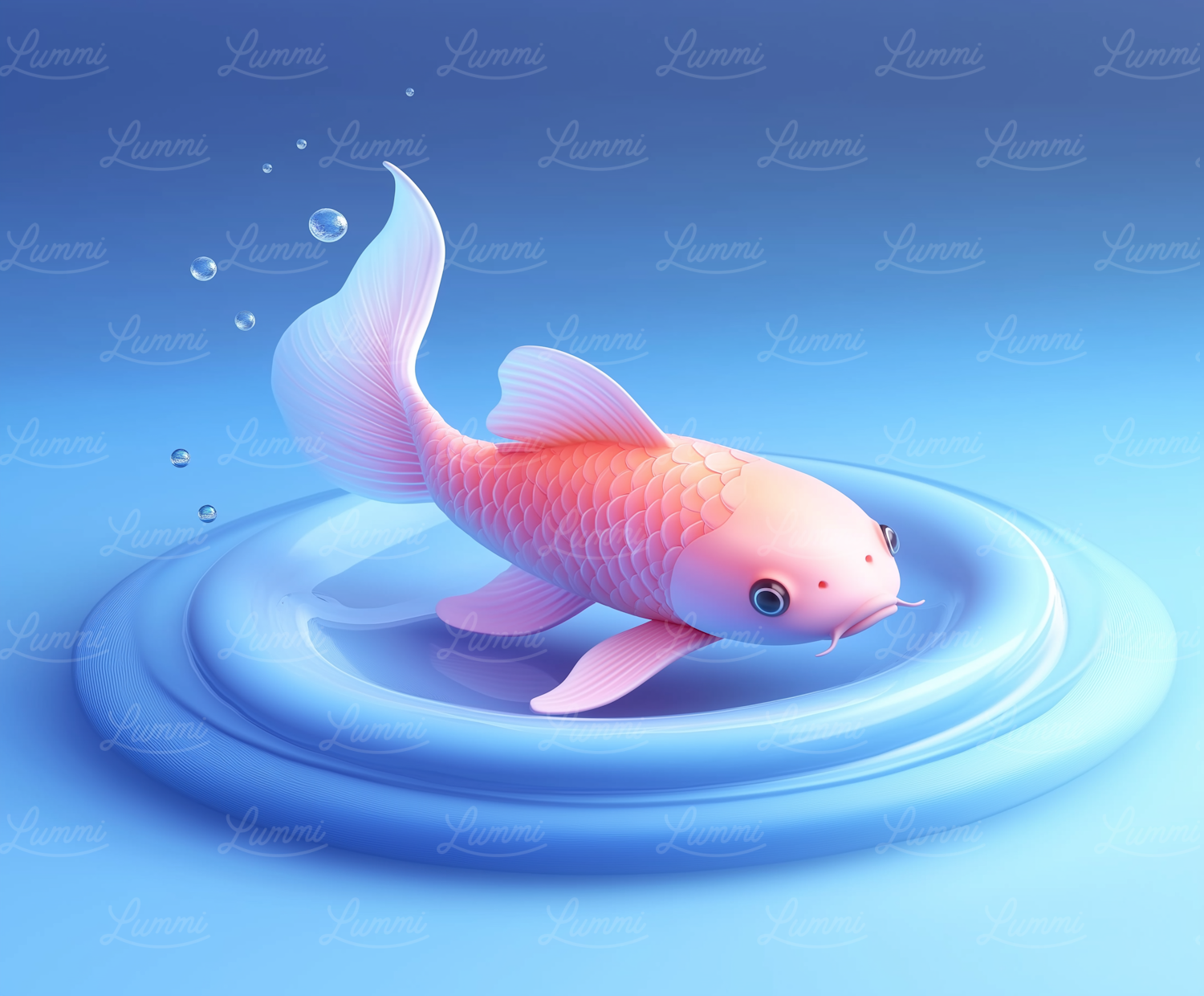 Stylized 3D Koi Fish in Water