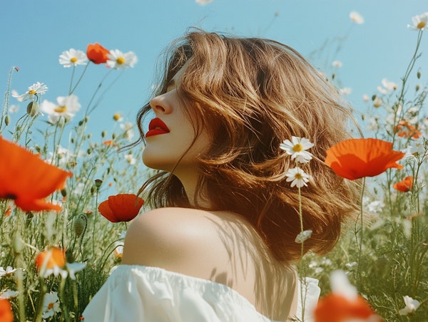 Woman in Flower Field