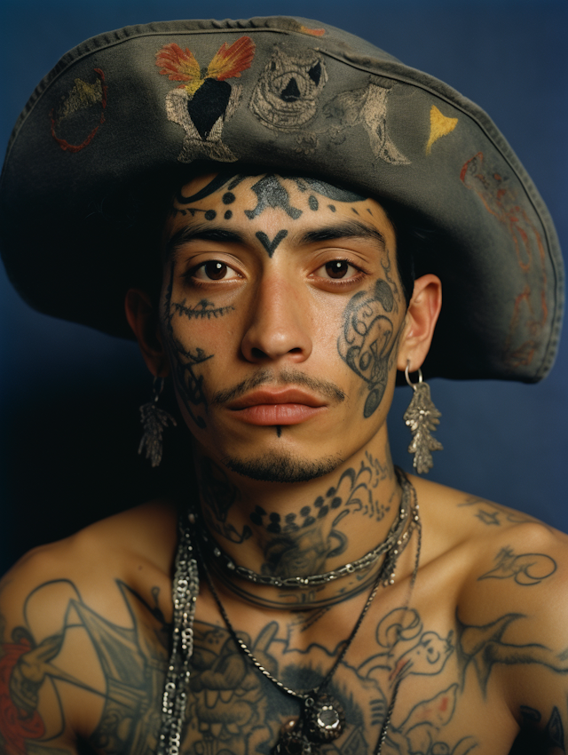 Inked Artist with a Decorated Hat