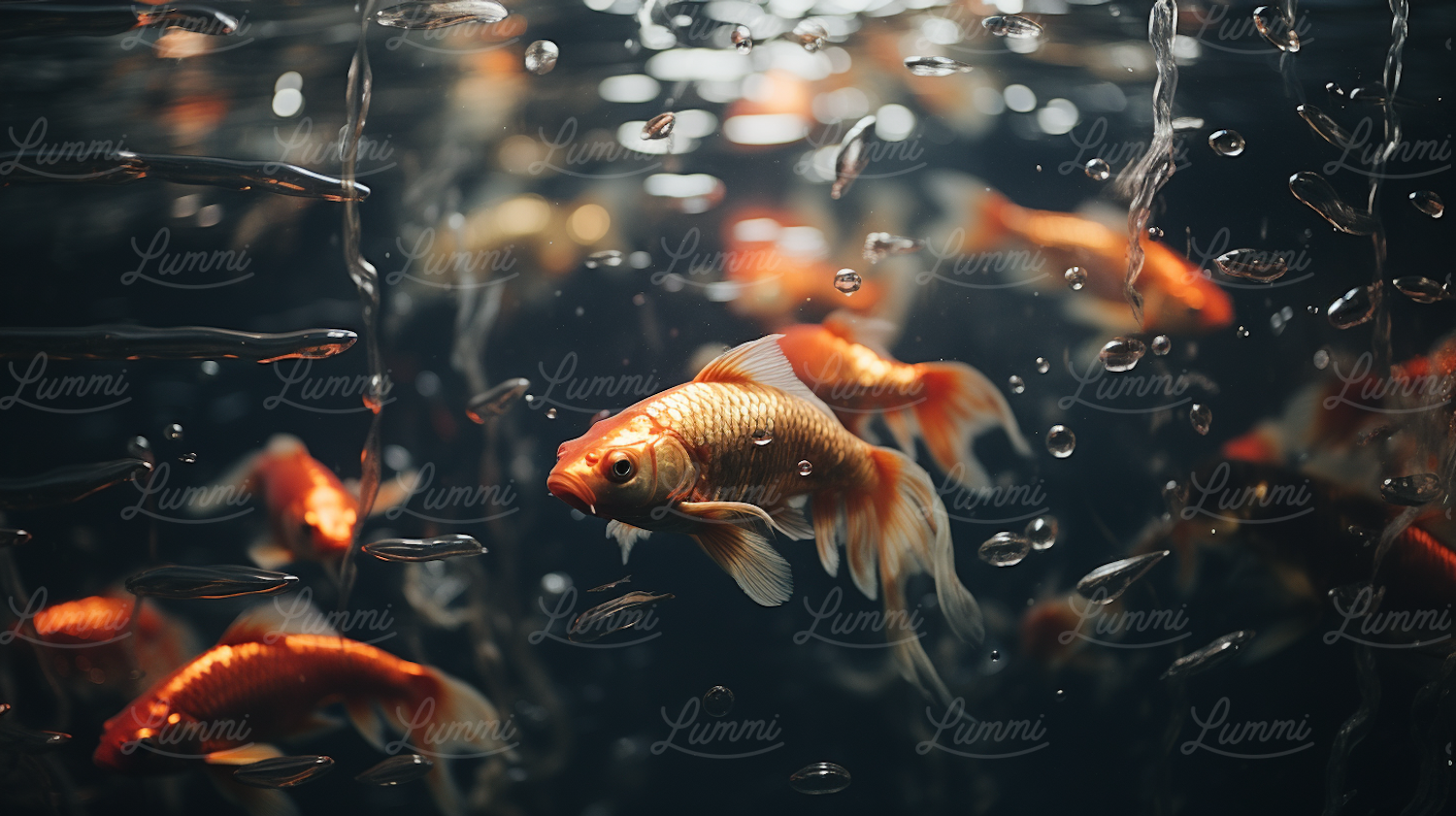 Ethereal Goldfish in Bubbly Waters