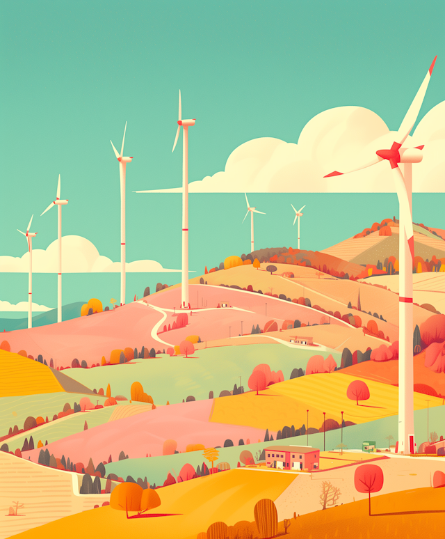 Vibrant Wind Turbine Landscape