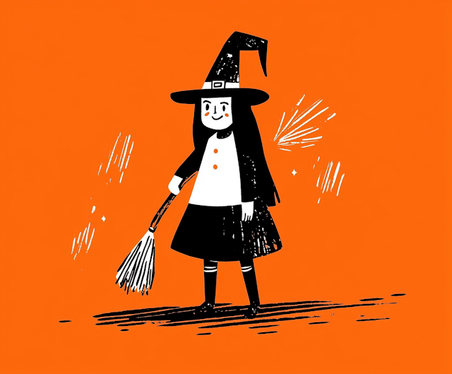 Cartoonish Young Witch