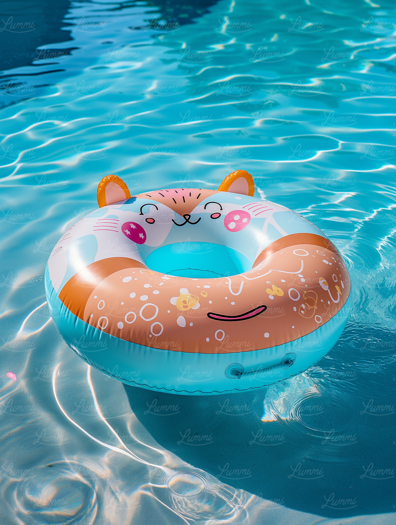 Children's Cat-Themed Float Ring in Pool