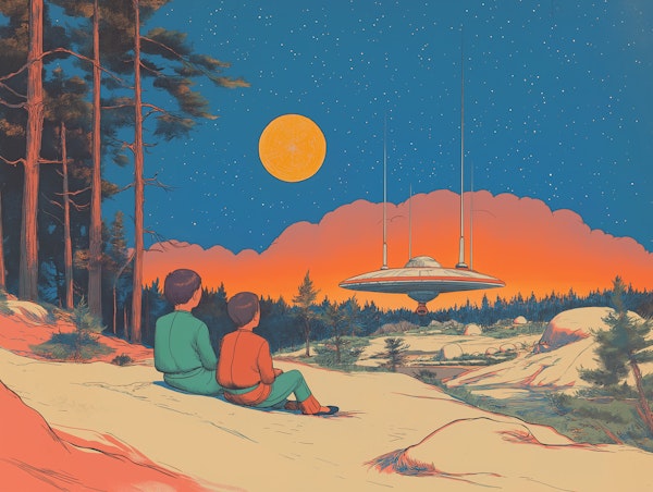 Children Gazing at UFO