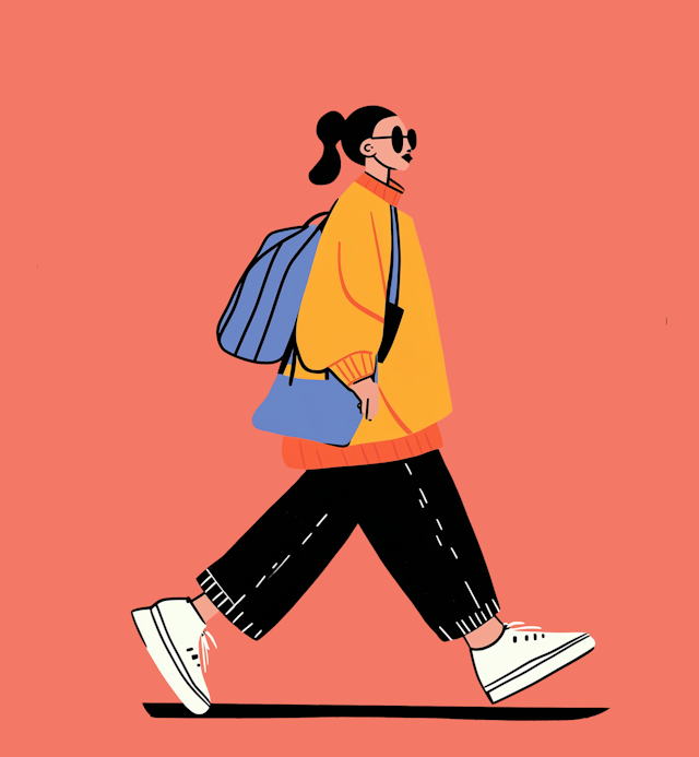 Confident Woman in Yellow Sweater Illustration