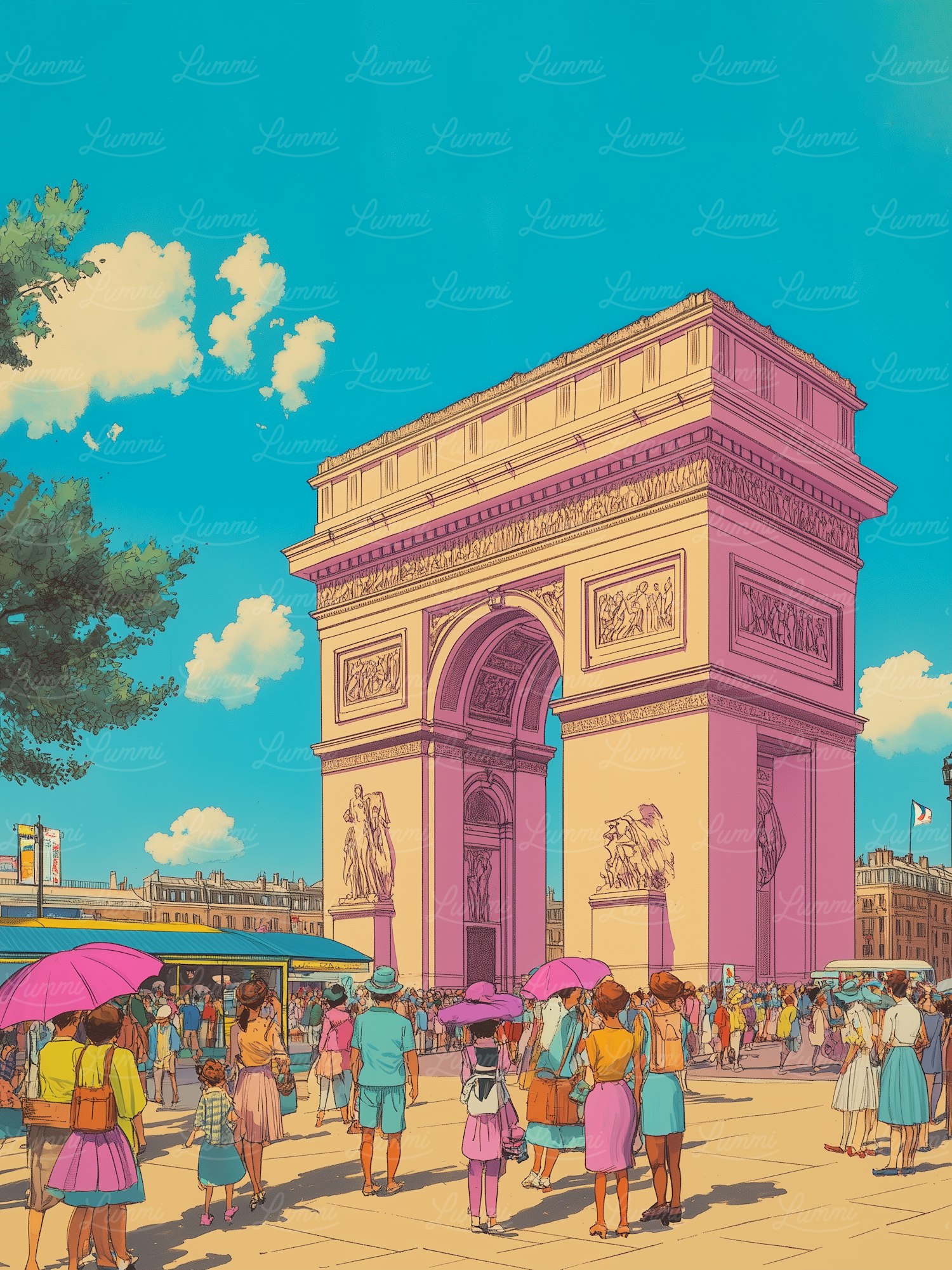 Vibrant Scene at Arc de Triomphe