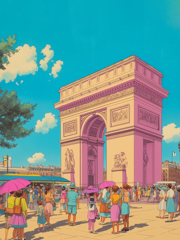 Vibrant Scene at Arc de Triomphe