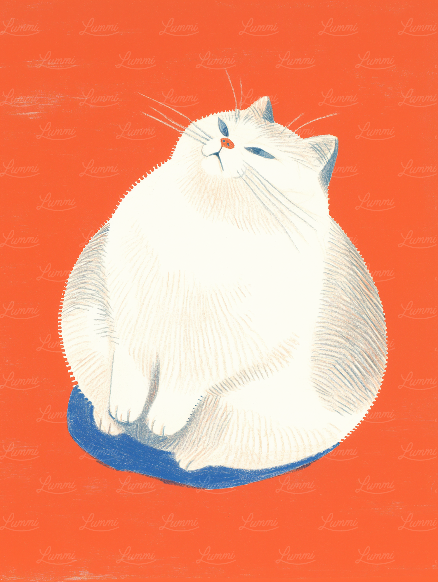 Serene White Cat Illustration